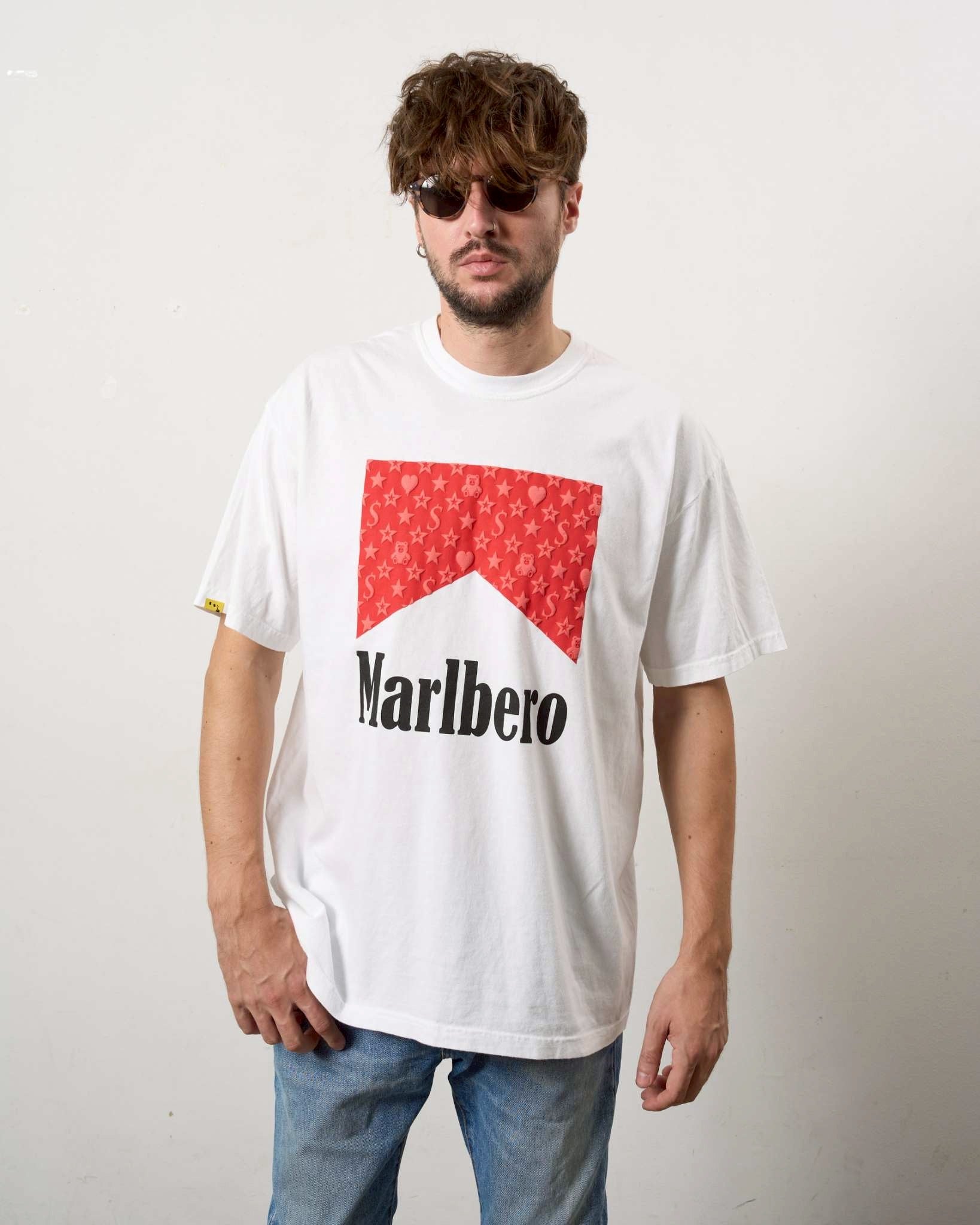 STUDMUFFIN ピグメントウォッシュドコットン天竺MARBEROフォームプリントTシャツ
