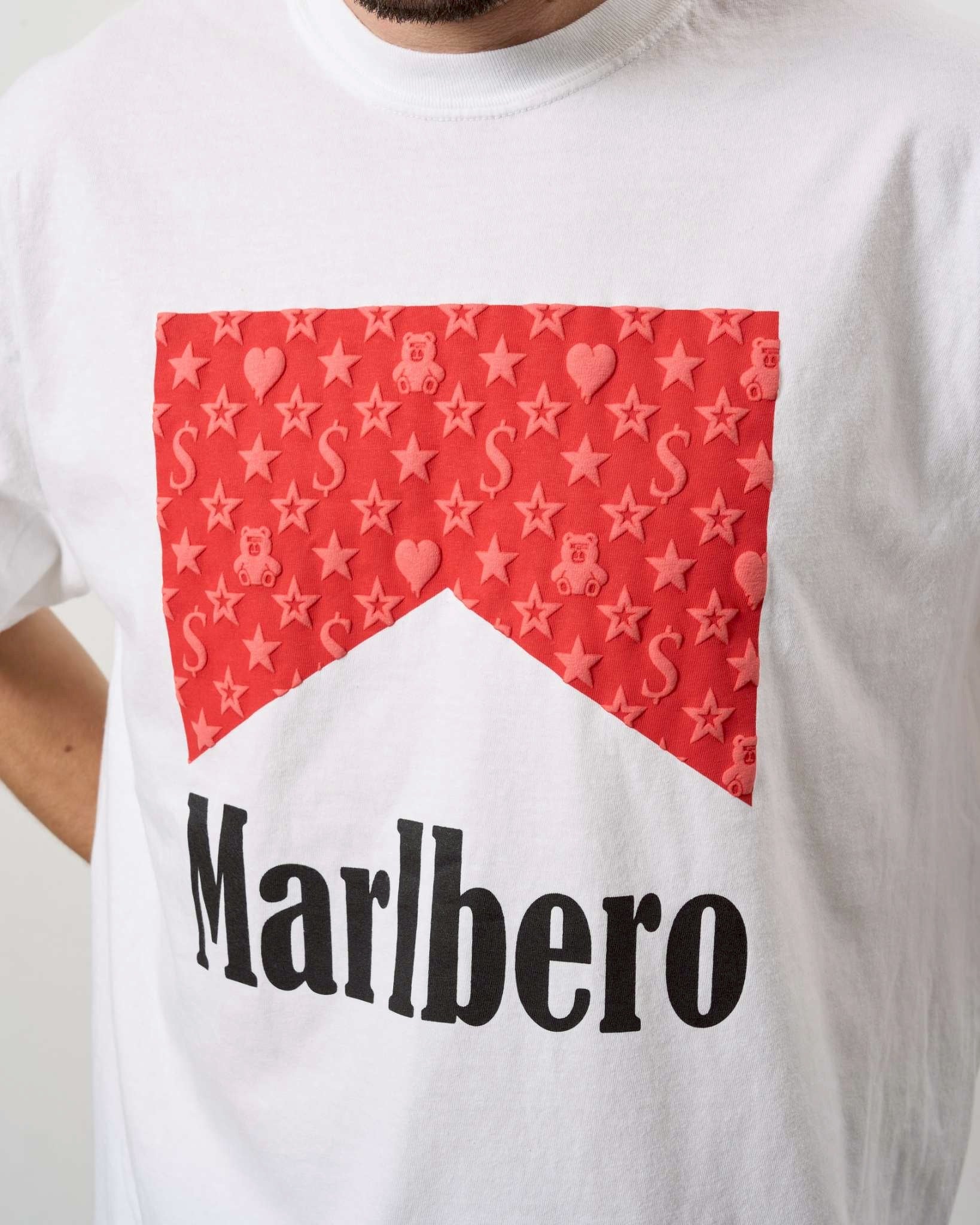 STUDMUFFIN ピグメントウォッシュドコットン天竺MARBEROフォームプリントTシャツ