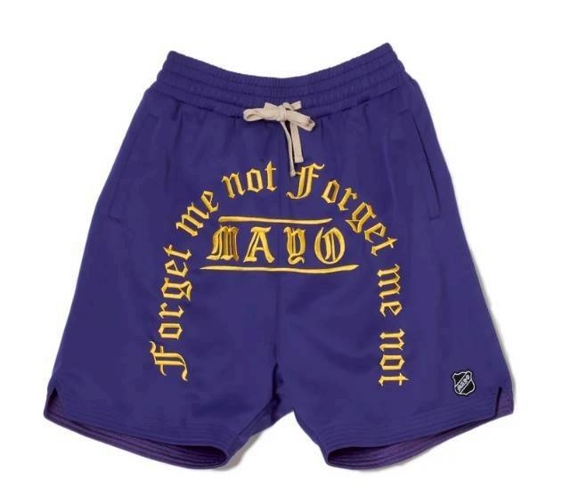 MAYO MESSAGE EMBROIDERY GAME SHORTS PURPLE