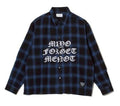 FRONT LOGO EMBROIDERY CHECK SHIRT BLUE × BLACK