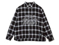 FRONT LOGO EMBROIDERY CHECK SHIRT BLACK × WHITE