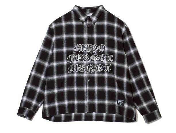 FRONT LOGO EMBROIDERY CHECK SHIRT BLACK × WHITE