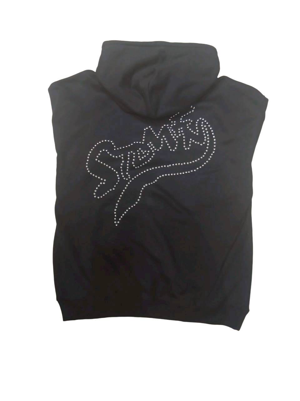 STUD MUFFIN ヘビーウエイト裏毛パイル メタルスタッズウェービーロゴ プルパーカー BLACK