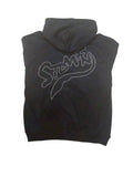 STUD MUFFIN ヘビーウエイト裏毛パイル メタルスタッズウェービーロゴ プルパーカー BLACK