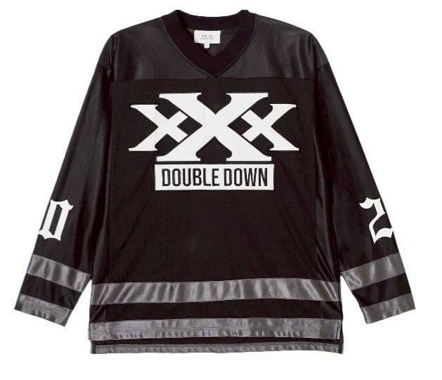 TAIN DOUBLE PUSH　DOUBLE DOWN FOOTBALL T-SHIRTS/BLACK