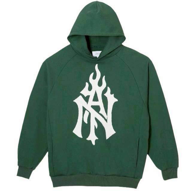 TAIN DOUBLE PUSH MONOGRAM P/O SWEAT HOODIE /GREEN