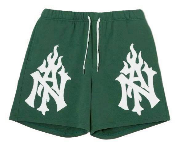 TAIN DOUBLE PUSH MONOGRAM SWEAT SHORTS /GREEN
