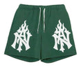 TAIN DOUBLE PUSH MONOGRAM SWEAT SHORTS /GREEN