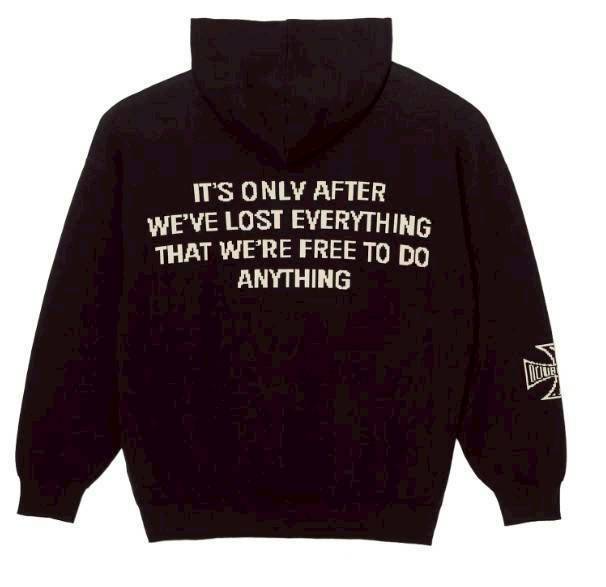 TAIN DOUBLE PUSH KNIT HOODIE /BLACK