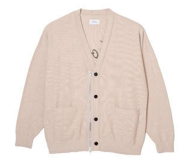 TAIN DOUBLE PUSH KNIT ZIP CARDIGAN /GRAY