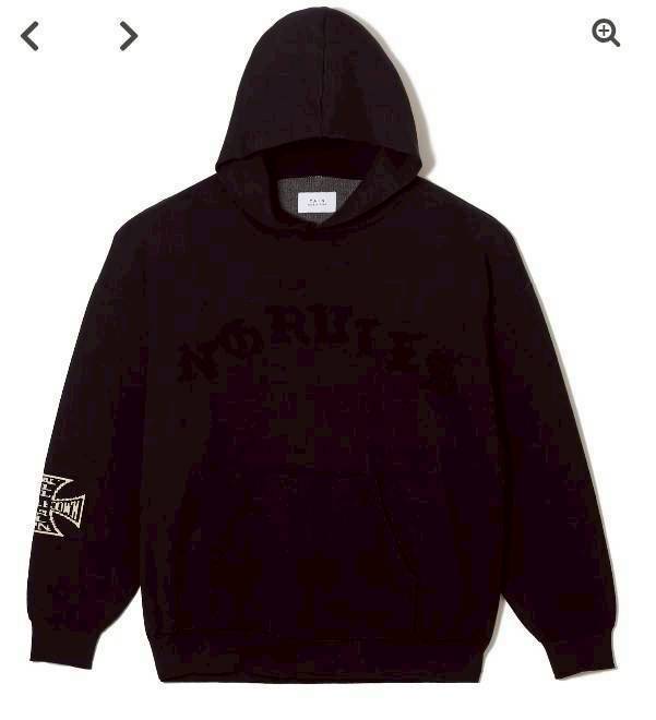 TAIN DOUBLE PUSH KNIT HOODIE /BLACK