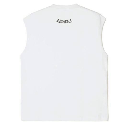 TAIN DOUBLE PUSH NO WAY BACK NO SLEEVE T-SHIRTS / WHITE