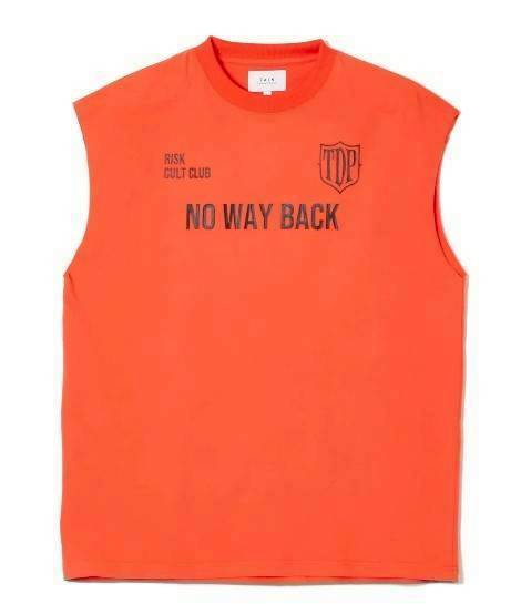 TAIN DOUBLE PUSH NO WAY BACK NO SLEEVE T-SHIRTS / ORANGE