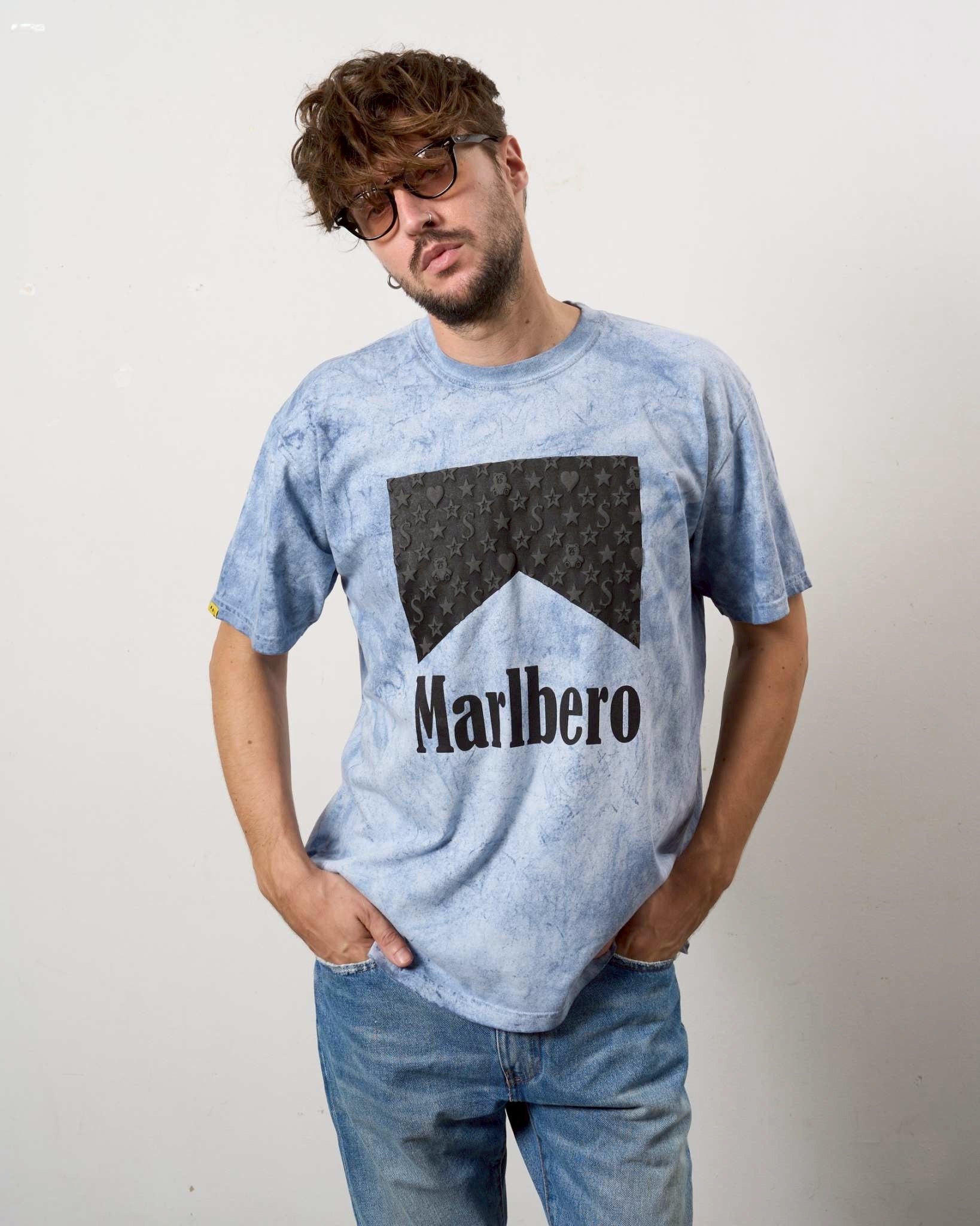STUDMUFFIN ピグメントウォッシュドコットン天竺MARBEROフォームプリントTシャツ