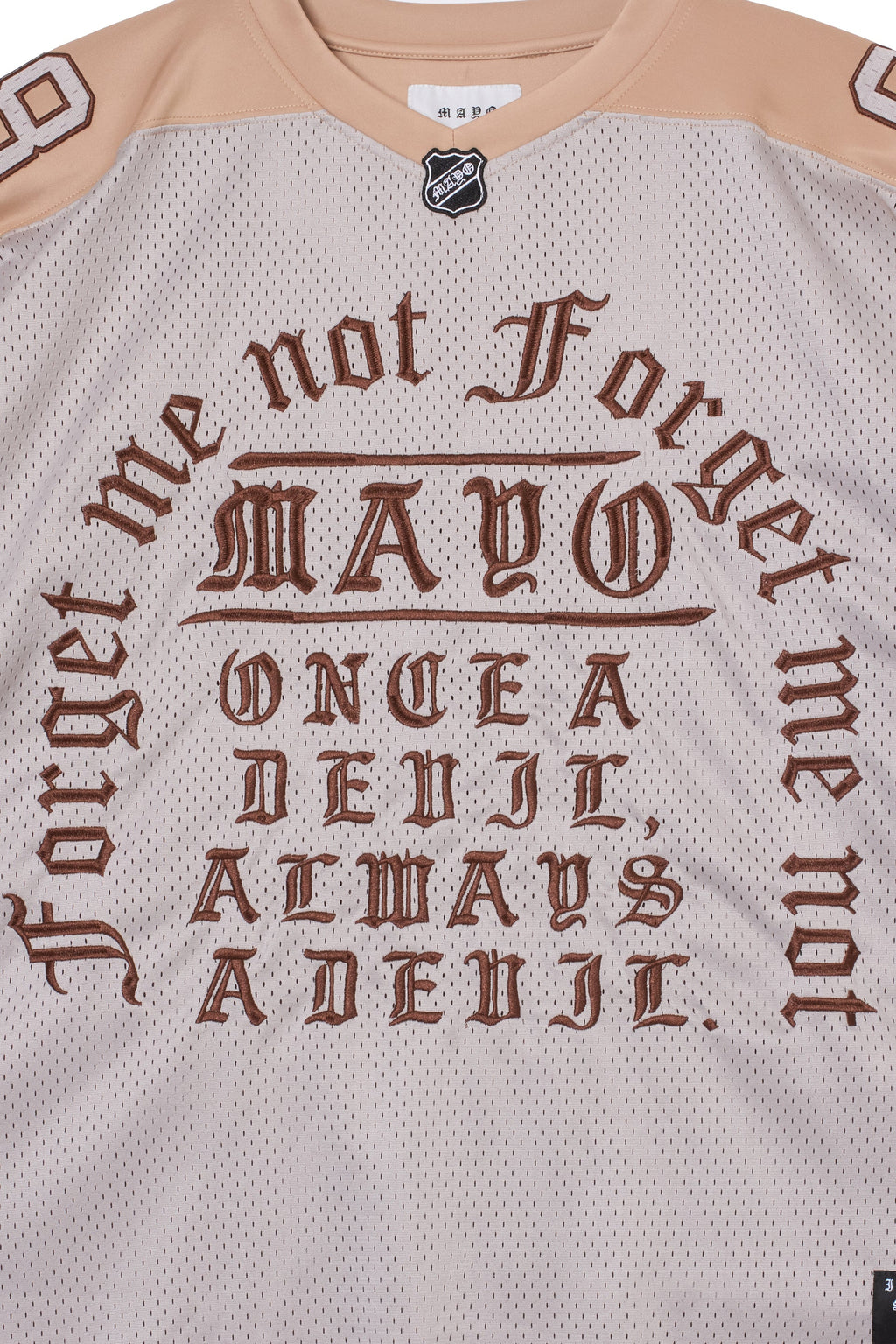 MAYO MESSAGE EMBROIDERY GAME SHORT SLEEVE SHIRT