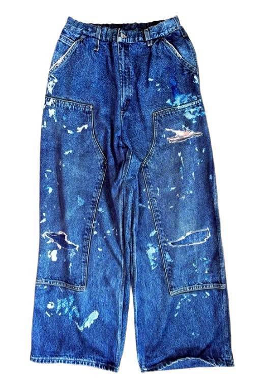TALKING ABOUT THE ABSTRACTION   PRINT DUCK WIDE PANTS DENIM
