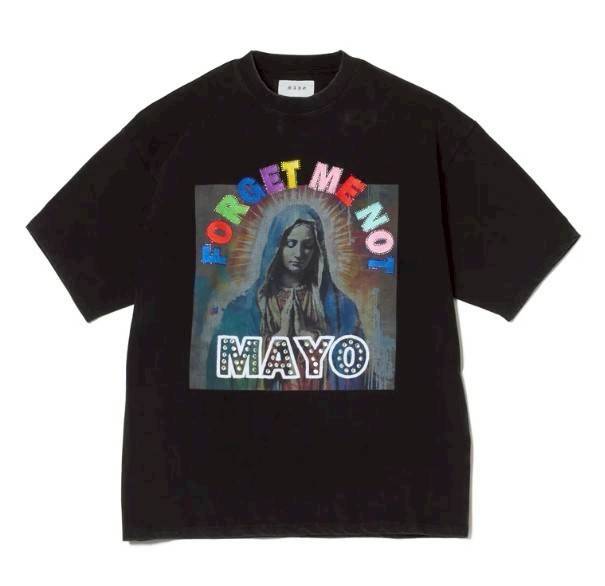 MARIA EMBROIDERY & PRINT RHINE STONE SHORT SLEEVE TEE BLACK