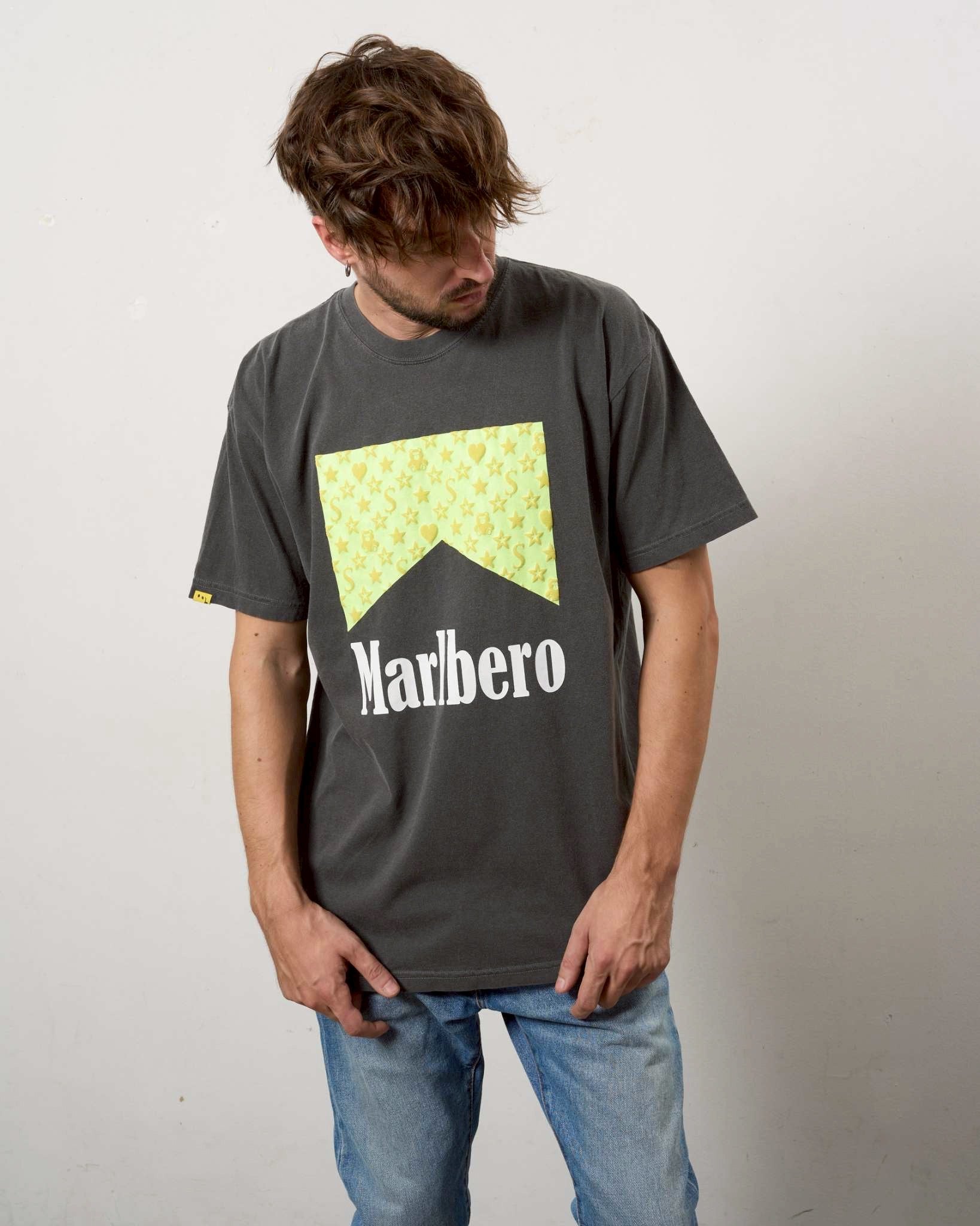 STUD MUFFINピグメントウォッシュドコットン天竺MARBEROフォームプリントSSシャツTシャツ
