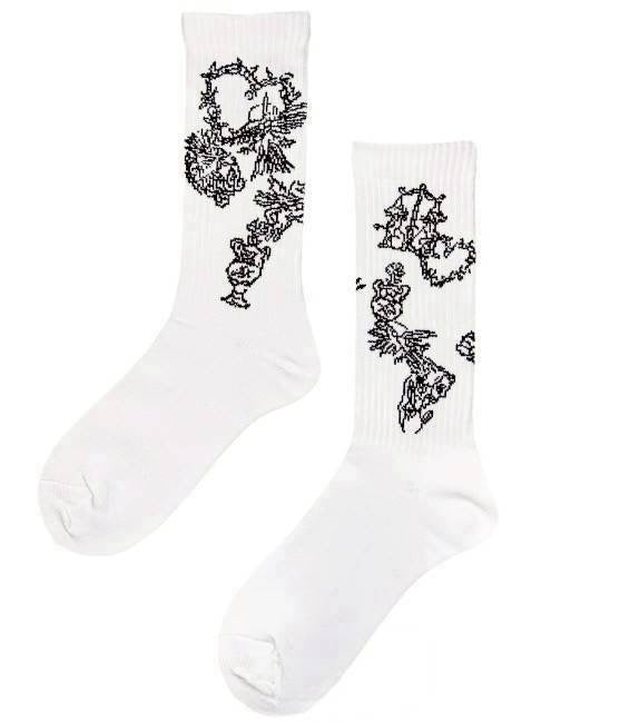 SUXSOX ROUGH PATTERNED SOCKS / WHITE