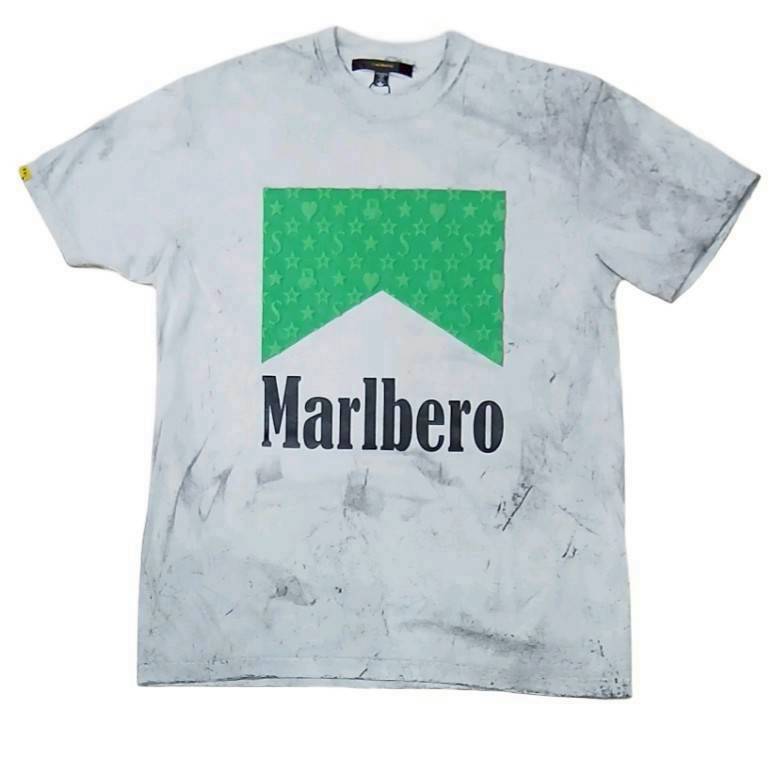 STUDMUFFIN ピグメントウォッシュドコットン天竺MARBEROフォームプリントTシャツ
